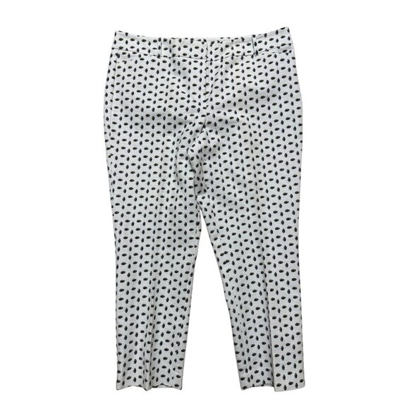 Ann Taylor Petite Pineapple Print Ankle Pants Women 14P White Cropped Stretch - Picture 2 of 6
